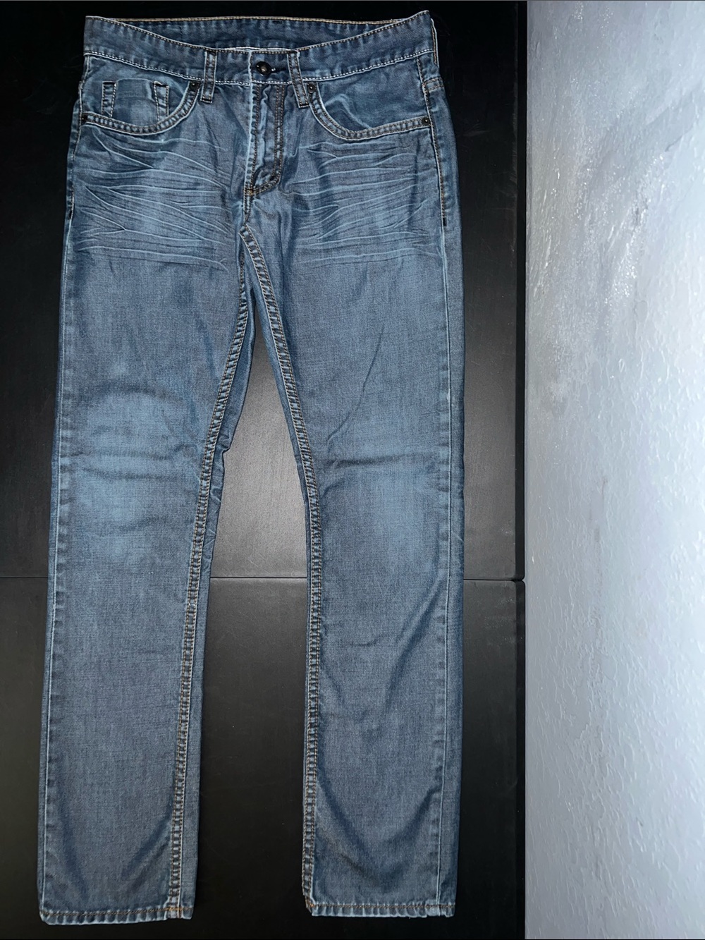 Buffalo David Bitton Slim Straight Denim Jeans - Faded Blue